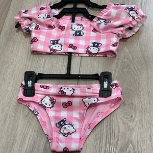 Hello Kitty Pink Checkered Kids Bikini Set